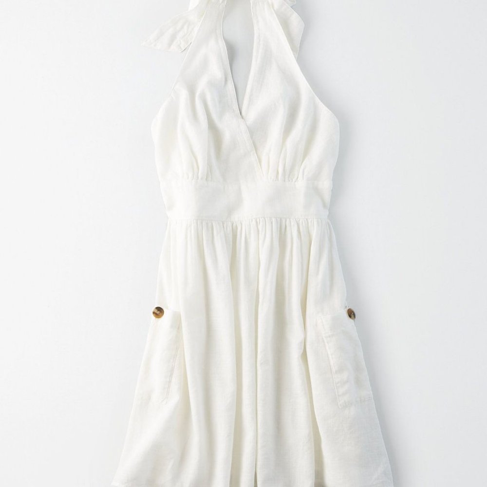 American Eagle white halter pocket dress